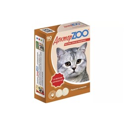 Доктор ZOO Витамины для кошек со вкусом копченостей 90 табл.