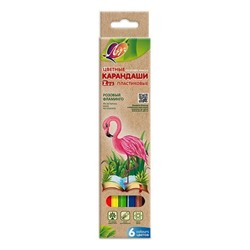 Набор цветных карандашей, ZOO, 6 цветов, шестигранные, пластик