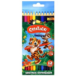 Набор цветных карандашей Creativiki, 12 цветов, шестигранные, дерево