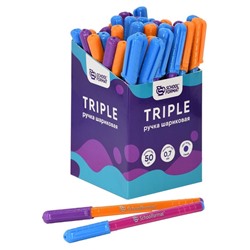 Ручка масляная Schoolformat TRIPLE синий 0,7 мм треуг. корп. ассорти