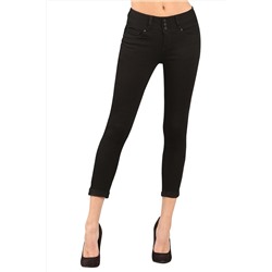 Черные джинсы-скинни с широким поясом на пуговицах
