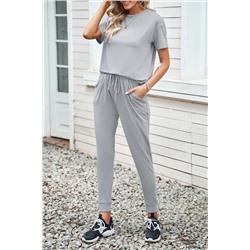 Gray Cozy Cotton T-shirt Pants Set