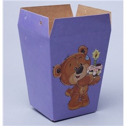 Плайм пакет для цветов "Мишка с тортиком" высота 15 см