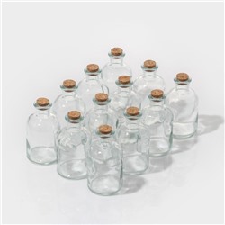Набор стеклянных баночек для сыпучих продуктов с пробковой крышкой Доляна «Парфе», 125 мл, 5,8×10,4 см, 12 шт