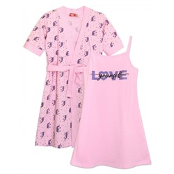 Комплект для девочки (сорочка+халат) 91215 единорожки на розовом