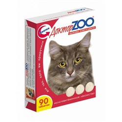Доктор ZOO Витамины для кошек ЗДОРОВЬЕ КОЖИ И ШЕРСТИ с биотином и таурином 90 табл.
