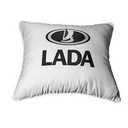 Автомобильная подушка 30х35 см "LADA" черно-белая