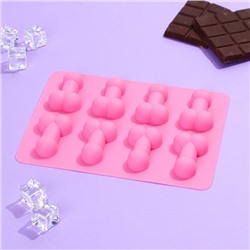 Форма для льда и шоколада «Нежно», силикон, 18.5 х 14.2 х 1.6 см, цвет розовый 18+