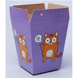 Плайм пакет для цветов "Котята на фиолетовом" высота 15 см