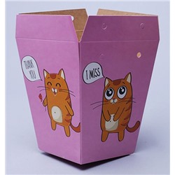 Плайм пакет для цветов "Котята на розовом" высота 15 см