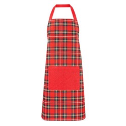 Фартук кухонный 60х80 клетка Шотландка (красный) с карманом