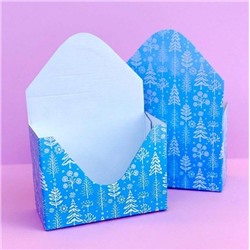 Декоративный конверт-кашпо для букетов и композиций - Зимние елочки