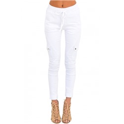Белые джинсы-скинни со шнурком в поясе