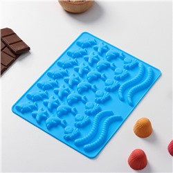 Форма для мармелада Доляна «Морские сладости», 22,3×17,2 см, 32 ячейки (2,7×2 см), цвет голубой