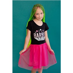 Платье детское 22764 Barbie кор. рукав фуксия