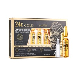 Сыворотка с частицами золота 24K и гиалуроновой кислотой Sadoer gold 2 мл*7 шт