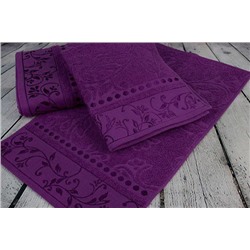 Набор махровых полотенец-3 шт- №860 (пурпурный, 701-1)