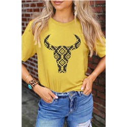 Желтая футболка с принтом "буйвол"