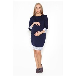 Платье для беременных Темно-синее с кружевом, размер 42
