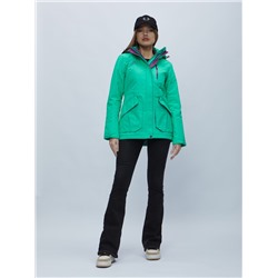 Куртка спортиная женская с капюшоном зеленого цвета 551702Z