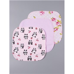 Платок трикотажный детский 3 в 1, розы, панда, розовый