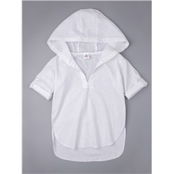 Рубашка-туника детская пляжная с манжетами, белый