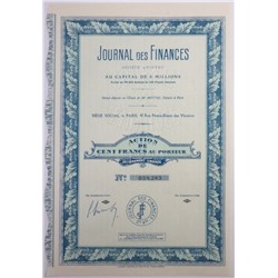 Акция Journal des Finances, 100 франков, Франция