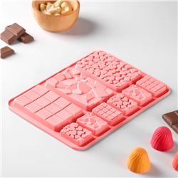 Форма для шоколада Доляна «Шоколадное ассорти», 20×15 см, 9 ячеек, цвет розовый