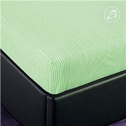 Простыня на резинке трикотажная 140х200х20 Клетка (зеленый) АРТ-Дизайн