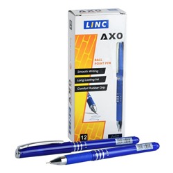 Ручка шариковая LINC Axo 0,7 мм синяя резиновый грип цвет корпуса ассорти