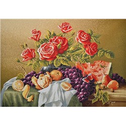 Картина 50х70 гобелен "Натюрморт с розами"