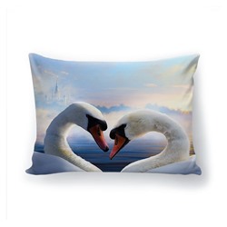 Подушка декоративная с 3D рисунком "Лебеди"