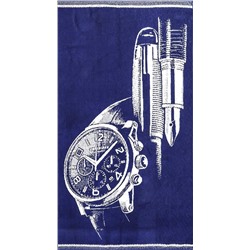 Полотенце махровое 70х140 Часы 1970 (синий)