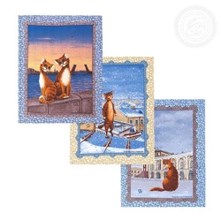 Набор полотенец из рогожки Питерские коты (45х60 см, 3 шт.) АРТ-Дизайн