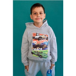 Худи детское 22757 Hot Wheels серый меланж