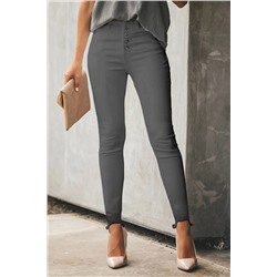 Серые укороченные облегающие джинсы с высокой талией и необработанными краями