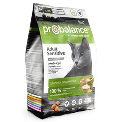 ПроБаланс Sensetive корм сухой д/кошек с чувствительным пищеварением курица-рис, 0,4 кг, 18%