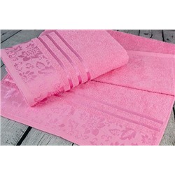 Набор махровых полотенец-2 шт- №806 (розовый, 224)