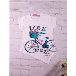 Туника для девочки Love, с велосипедом, белый