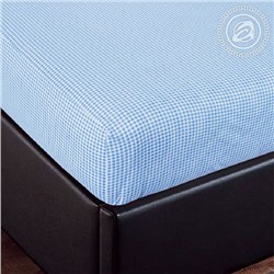Простыня на резинке трикотажная 140х200х20 Клетка (голубой) АРТ-Дизайн