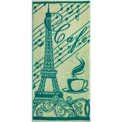 Полотенце 30х60 махровое Кафе-Париж-1 4781 (зеленый)