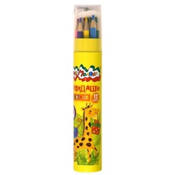 Набор цветных карандашей Каляка-Маляка 12 цветов в тубус с точилкой, шестигранные, дерево, 3+