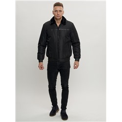 Куртка классическая с мехом мужская черного цвета 2917Ch