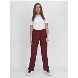 Утепленные спортивные брюки женские бордового цвета 88149Bo