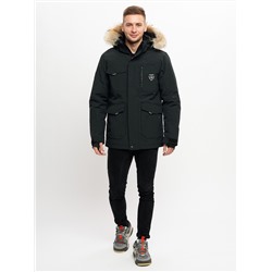 Куртка зимняя мужская удлиненная с мехом хаки цвета 2159-1Ch
