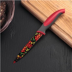 Нож кухонный с антиналипающим покрытием Доляна «Русский узор», лезвие 12 см