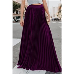 Фиолетовая длинная плиссированная юбка с высокой талией